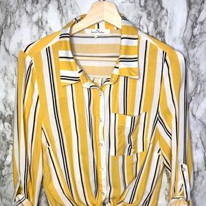 Stripped yellow, black and white blouse